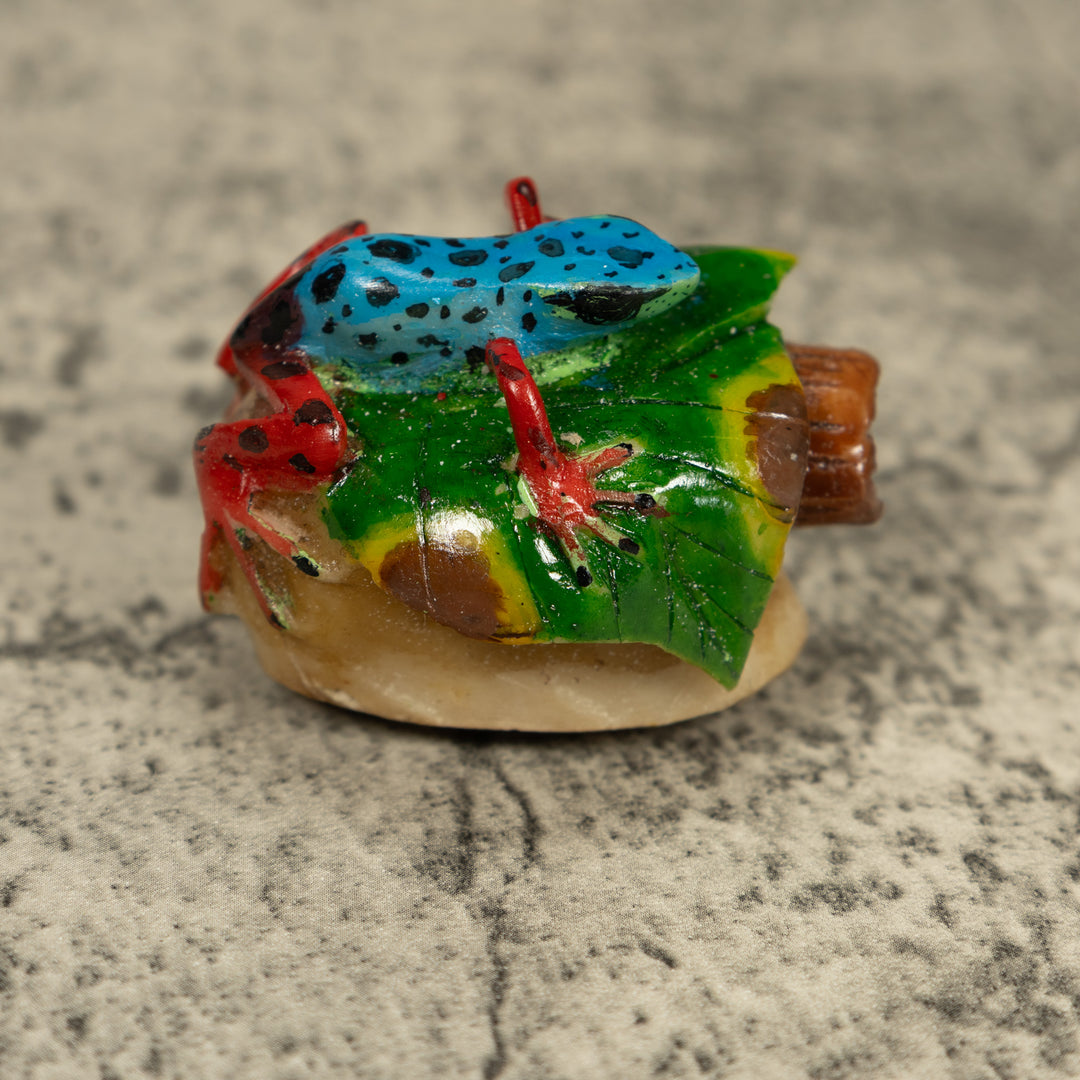 Black Blue And Red Poison Dart Frog Tagua Carving