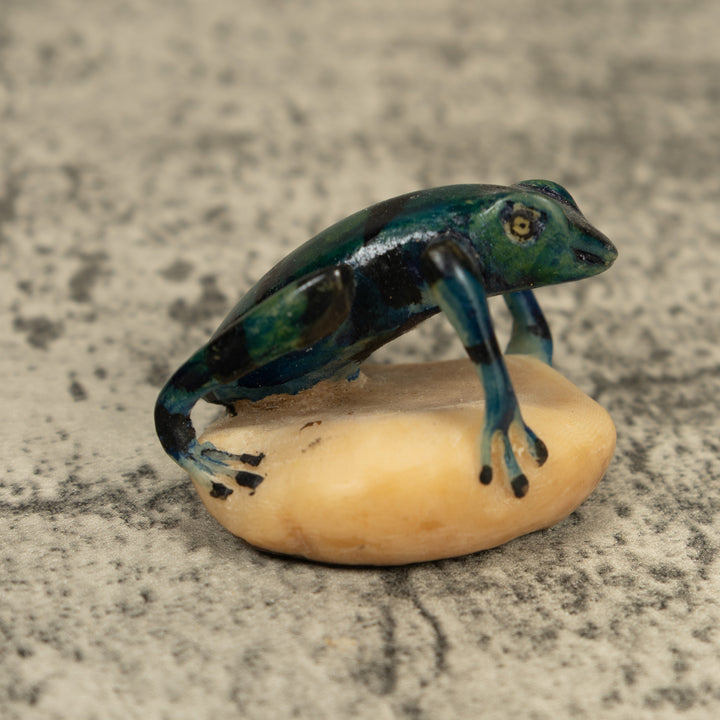 Black Bluish Green Poison Dart Frog Tagua Carving