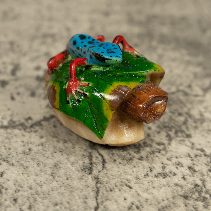Black Blue And Red Poison Dart Frog Tagua Carving