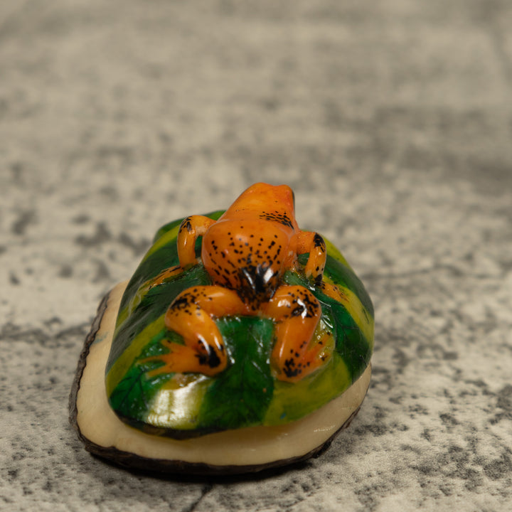 Gold And Black Tropical Frog Tagua Carving