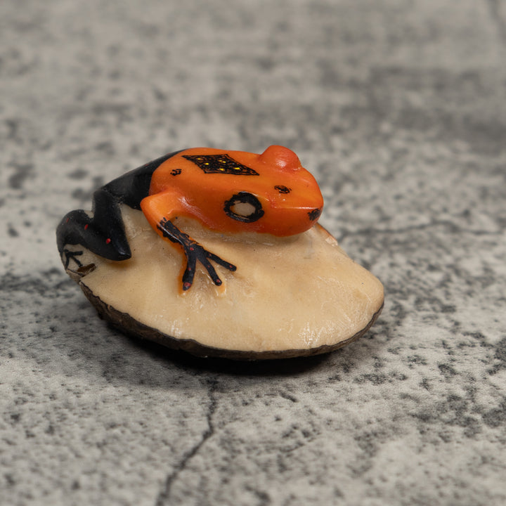 Vintage Orange And Black Poison Dart Frog Tagua Carving