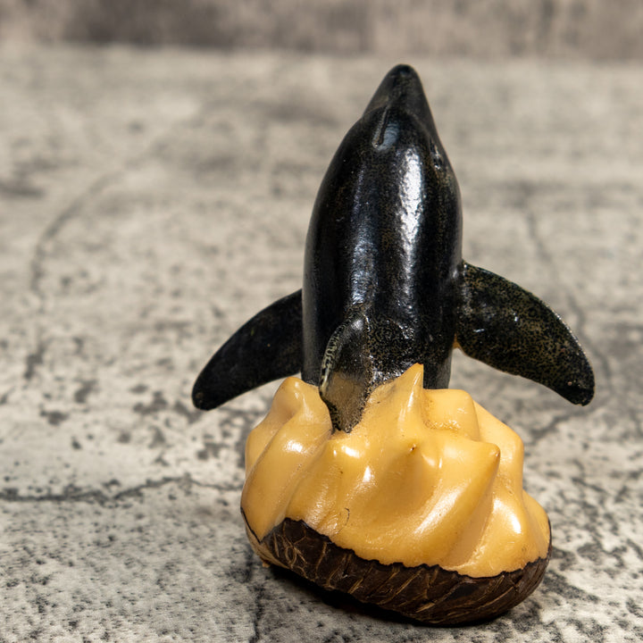 Vintage Dolphin Coming Out Of Wave Tagua Carving