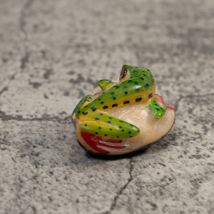 Green Yellow And Black Poison Dart Frog Tagua Carving
