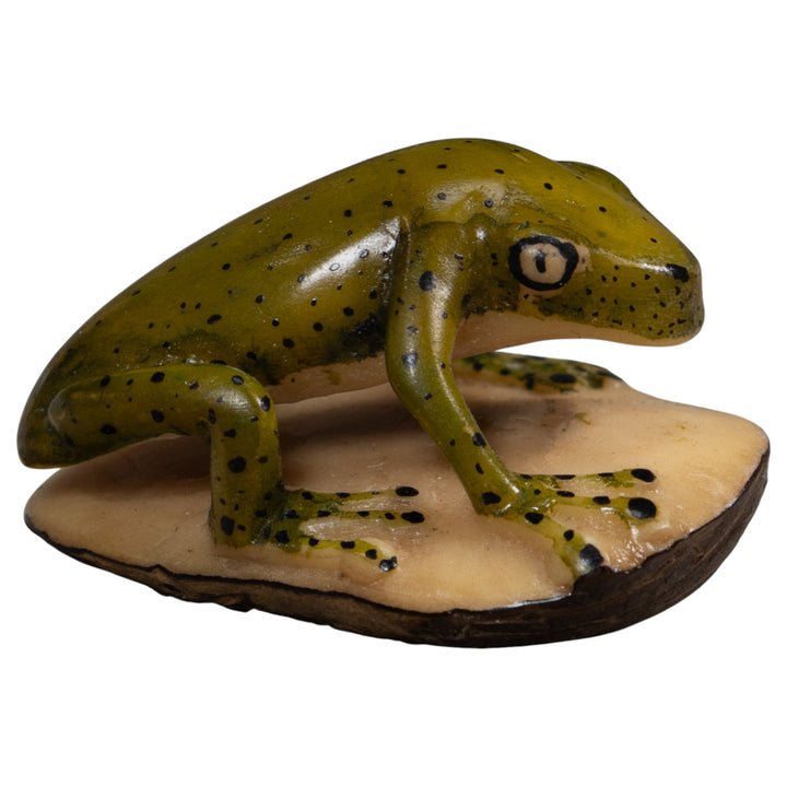 Vintage Green And Black Poison Dart Frog Tagua Carving