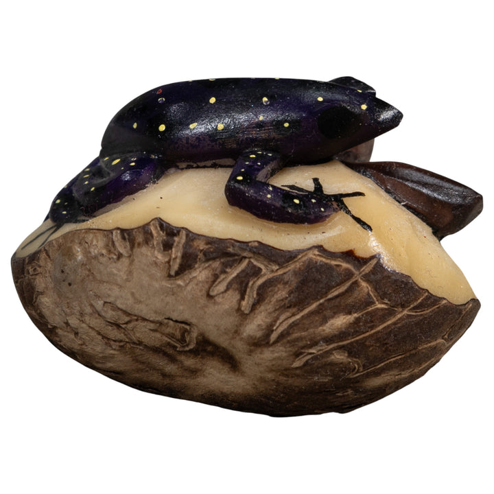 Black And Yellow Poison Dart Frog Tagua Carving