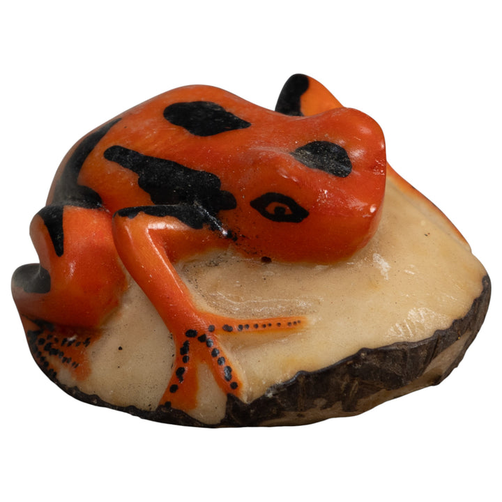 Orange And Black Poison Dart Frog Tagua Carving