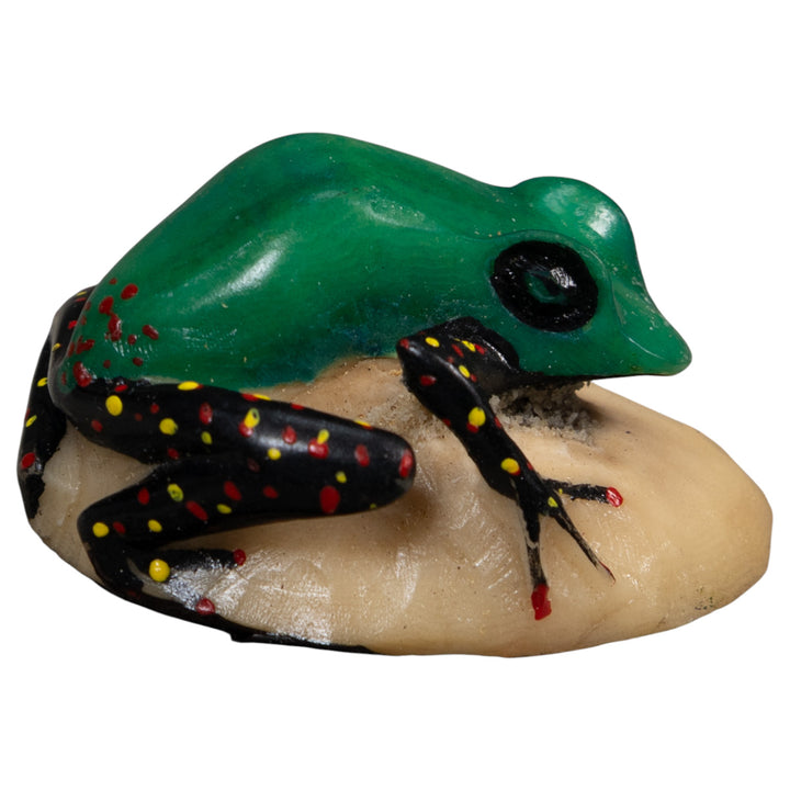 Vintage Green And Black Poison Dart Frog Tagua Carving