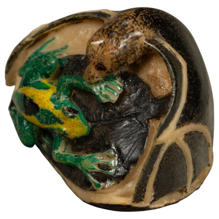 Vintage Vampire Bat And Frog Tagua Carving