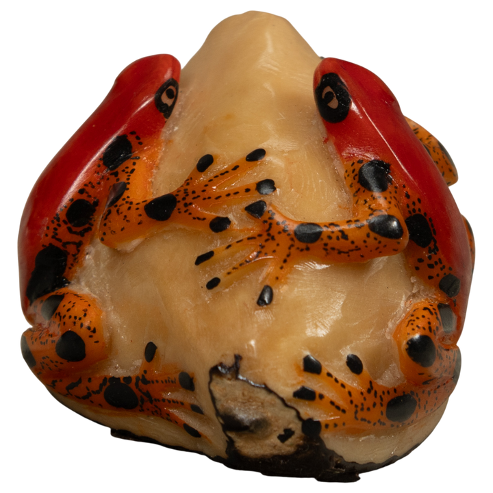 Red And Gold Two Frog Tagua Carving
