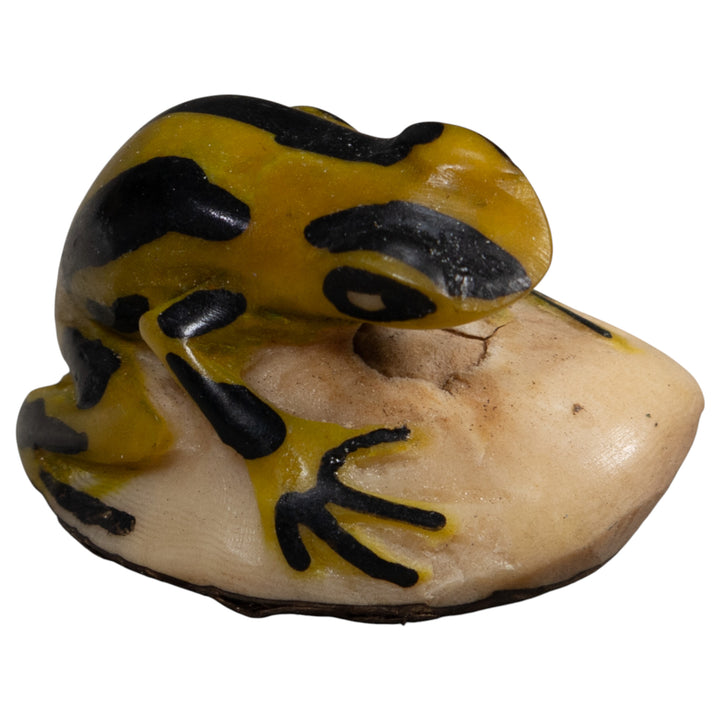 Vintage Yellow And Black Poison Dart Frog Tagua Carving