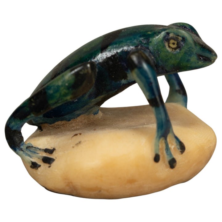 Black Bluish Green Poison Dart Frog Tagua Carving