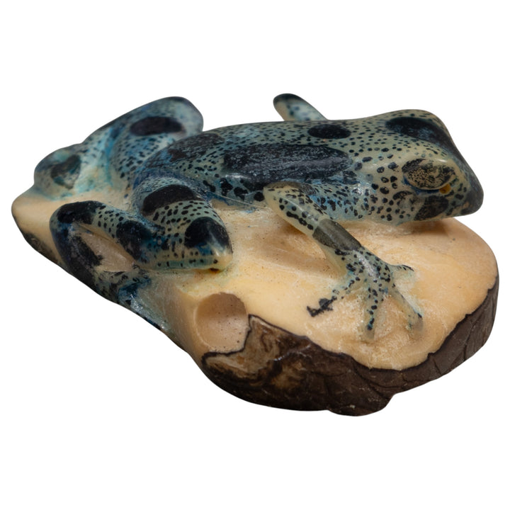 Vintage Blue And Black Poison Dart Frog Tagua Carving