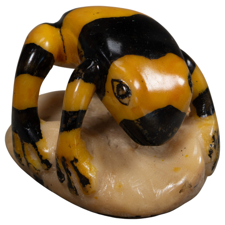 Vintage Gold And Black Frog Tagua Carving