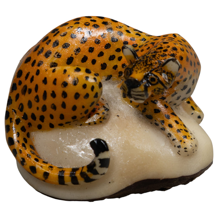 Cheetah Cat Tagua Carving