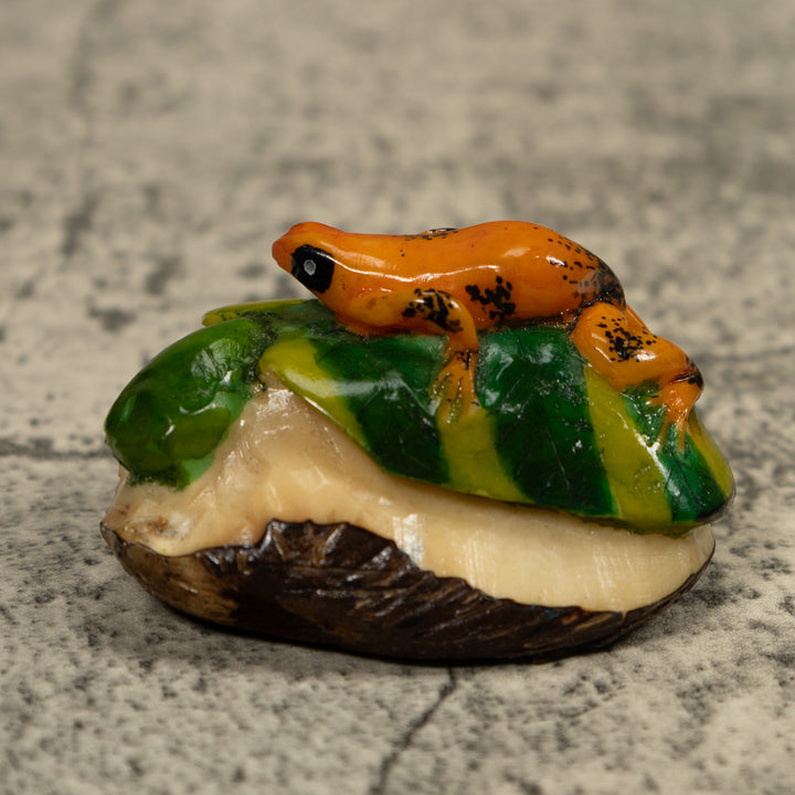 Gold And Black Tropical Frog Tagua Carving