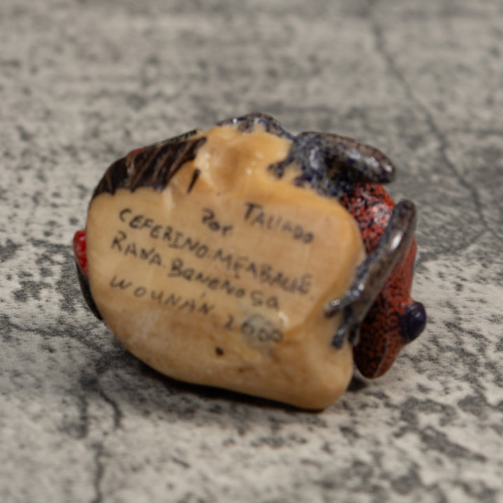 Vintage Red And Black Double Poison Dart Frog Tagua Carving