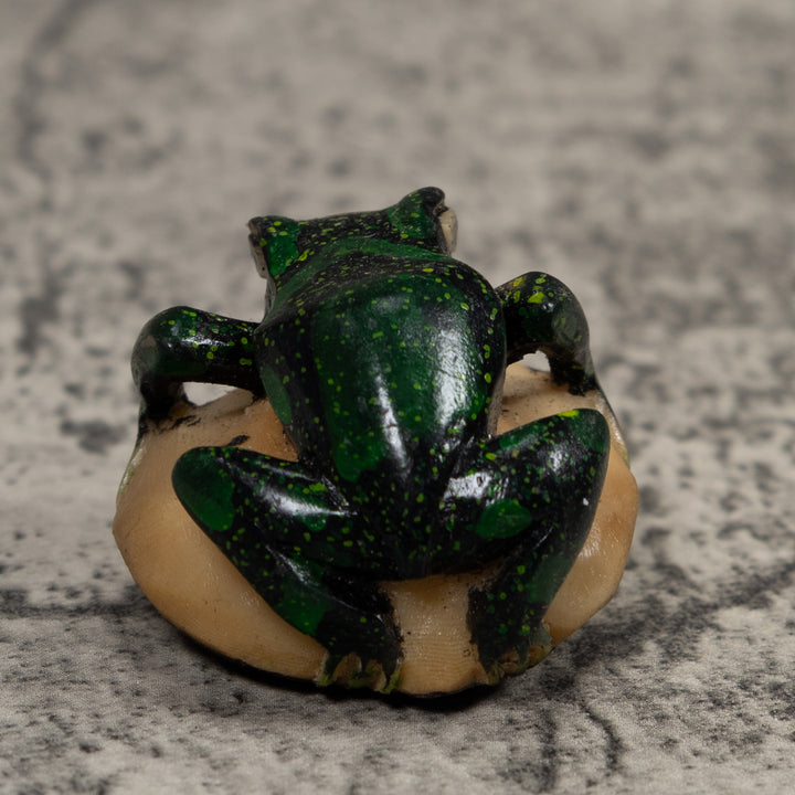 Vintage Dark Green Frog Tagua Carving