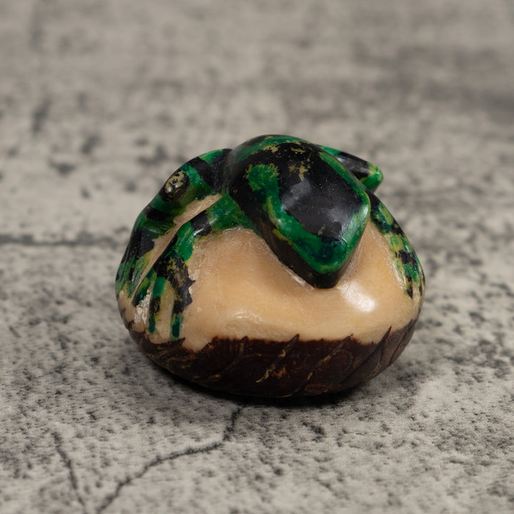 Vintage Green And Black Poison Dart Frog Tagua Carving