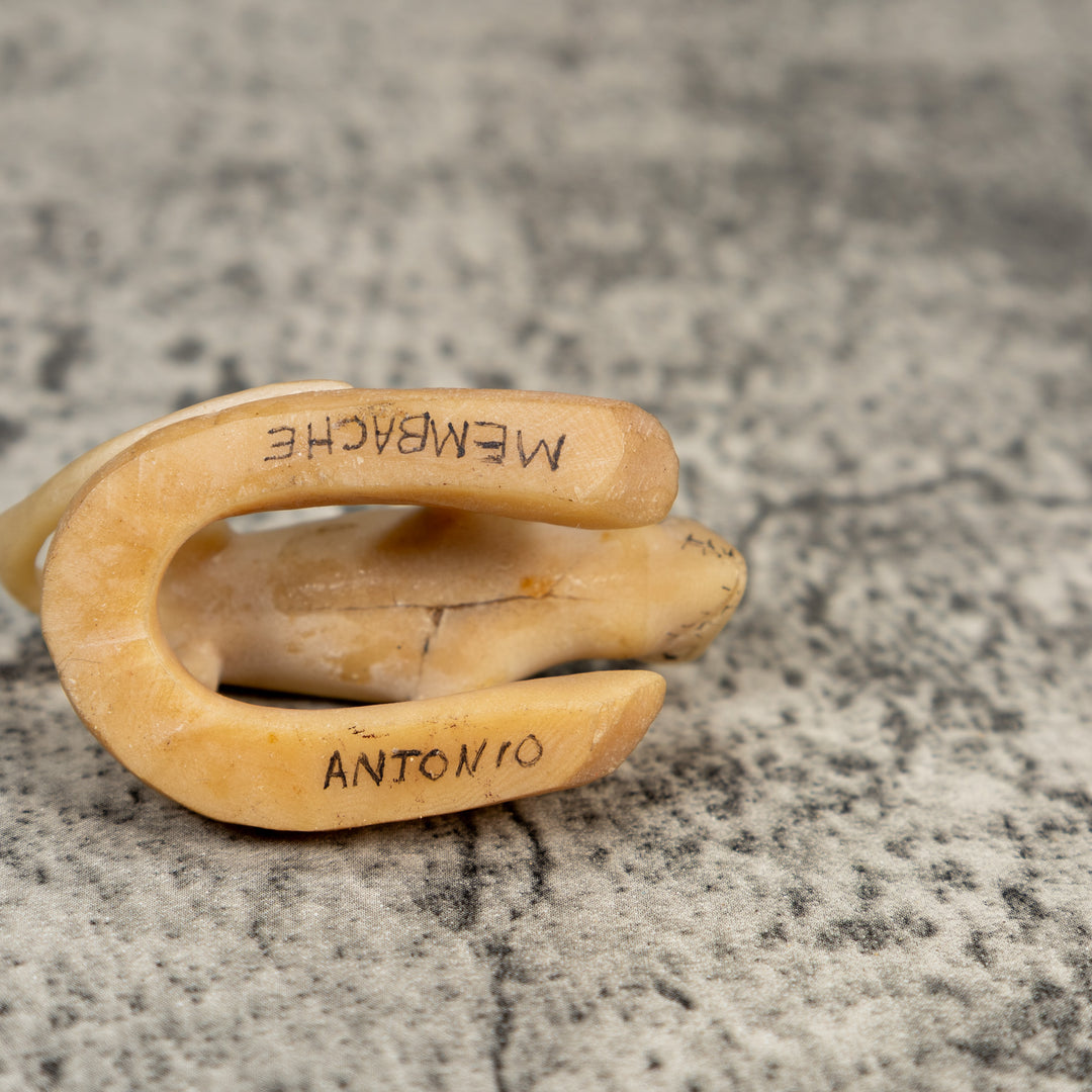 Vintage Natural White Jesus Lizard Tagua Carving