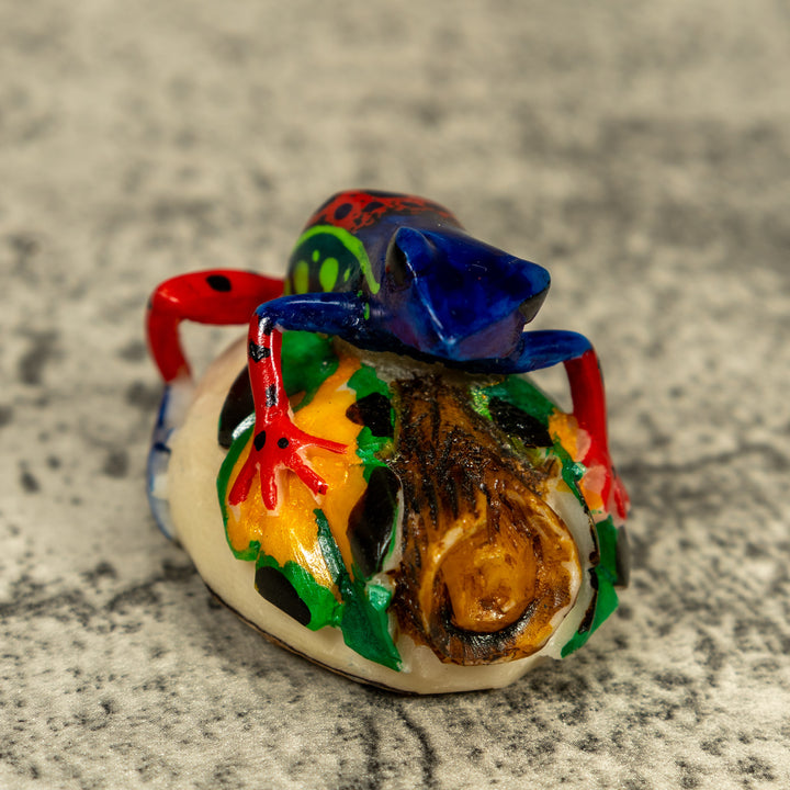 Red Blue And Green Poison Dart Frog Tagua Carving