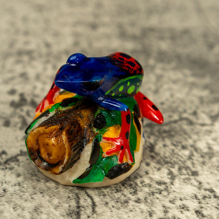 Red Blue And Green Poison Dart Frog Tagua Carving