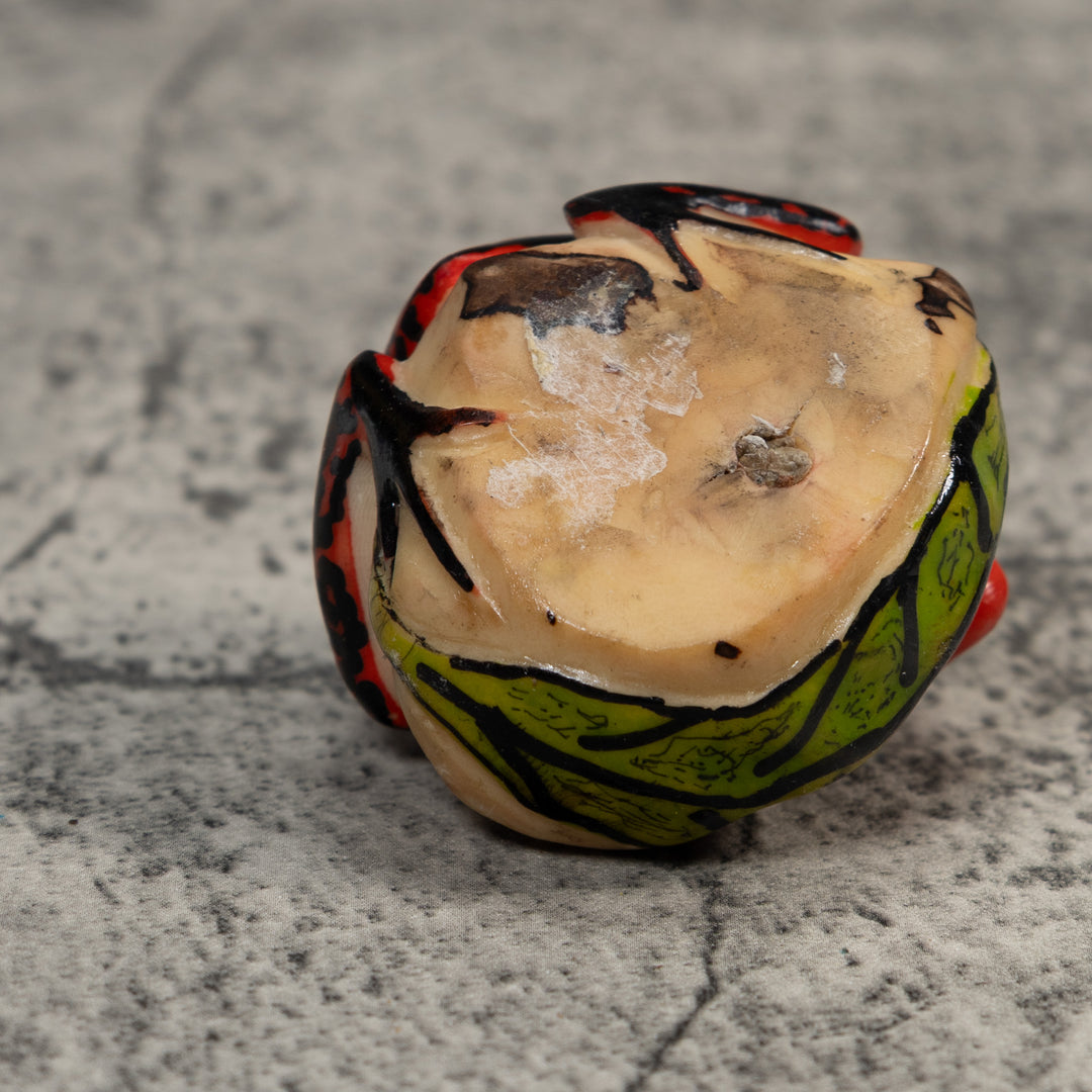 Vintage Red Green And Black Poison Dart Frog Tagua Carving