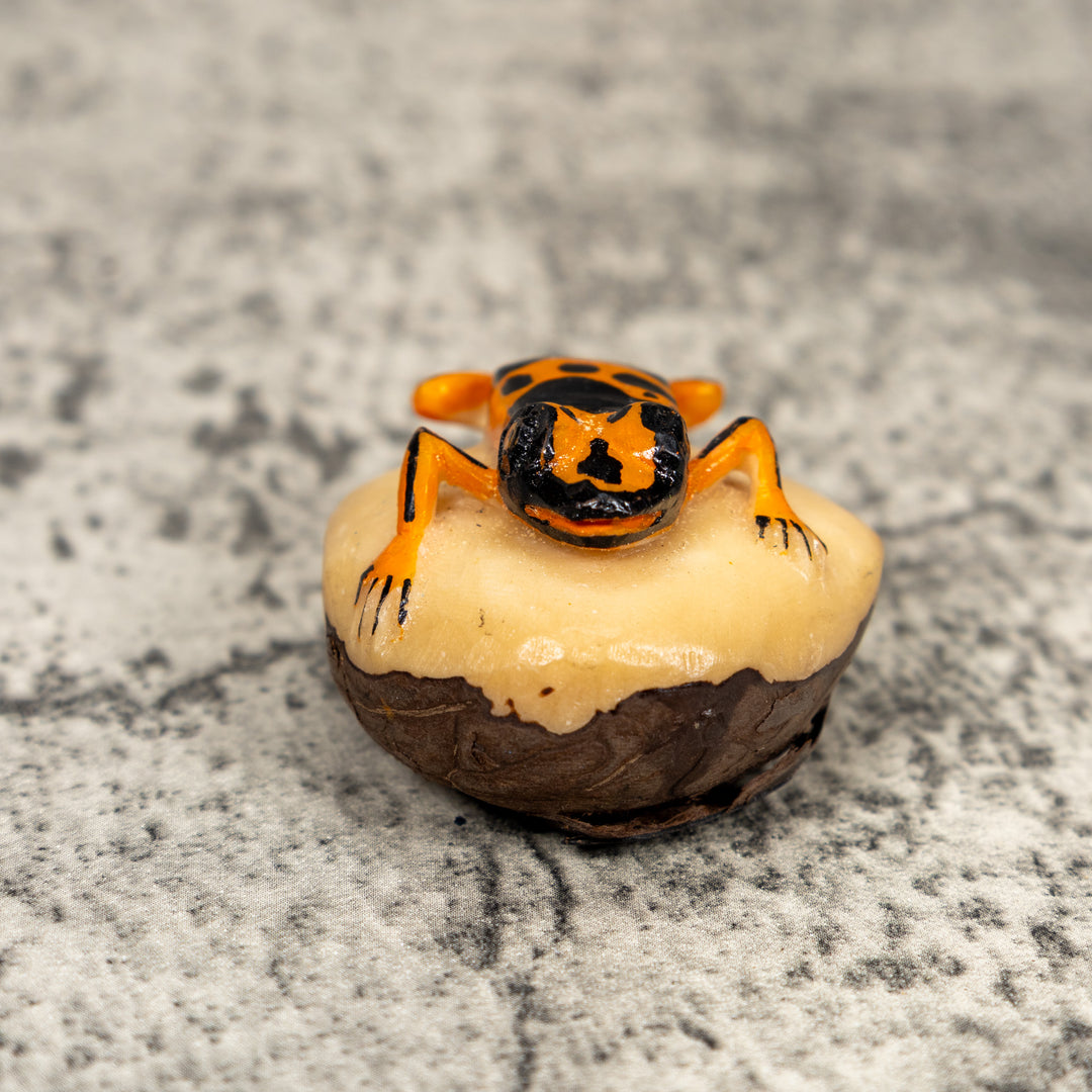 Orange And Black Poison Dart Frog Tagua Carving