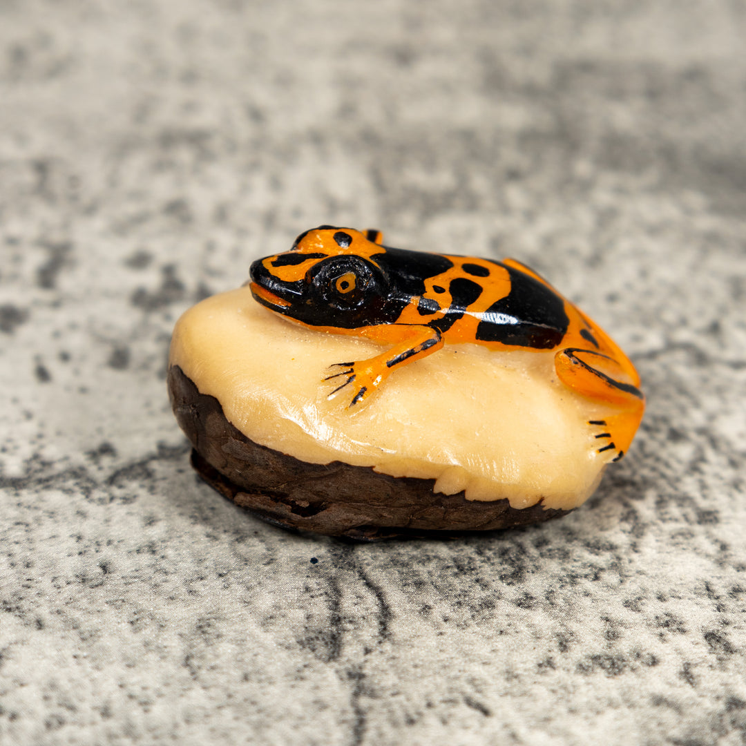 Orange And Black Poison Dart Frog Tagua Carving