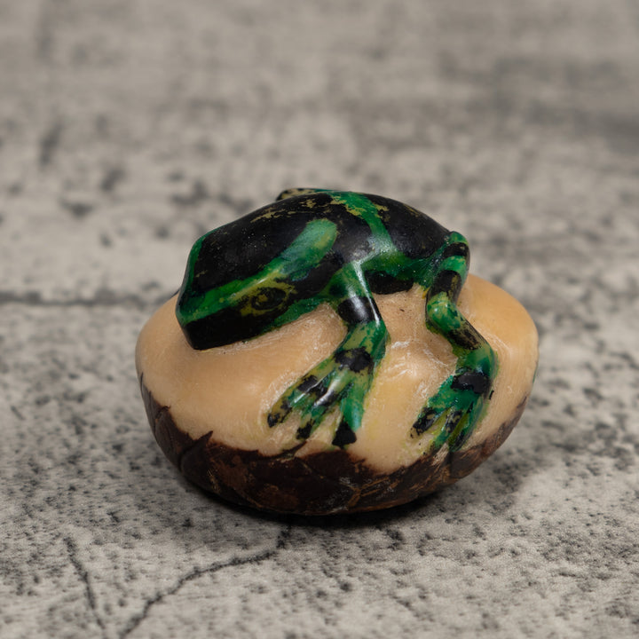 Vintage Green And Black Poison Dart Frog Tagua Carving