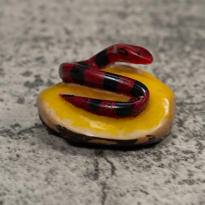 Vintage Red And Black Snake Tagua Carving