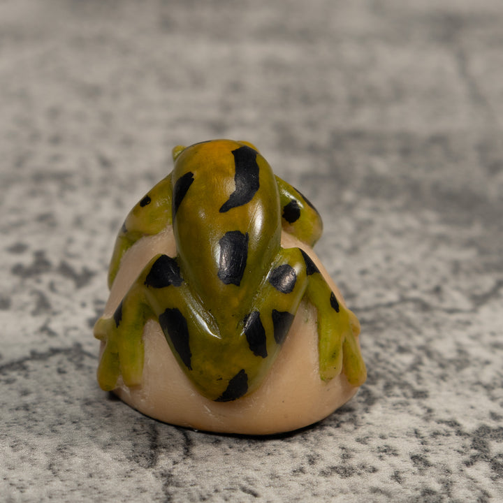 Vintage Green And Black Poison Dart Frog Tagua Carving
