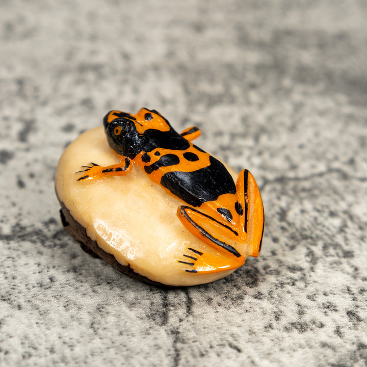 Orange And Black Poison Dart Frog Tagua Carving