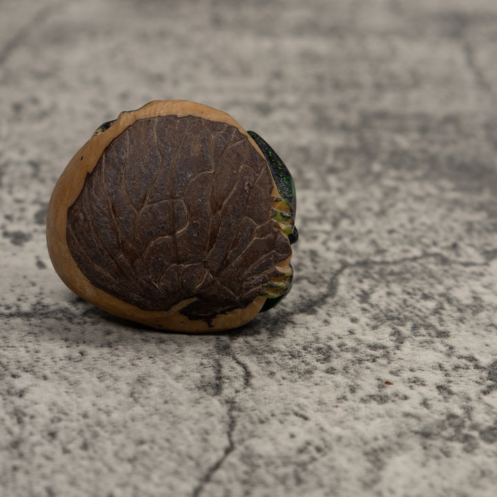 Vintage Dark Green Frog Tagua Carving