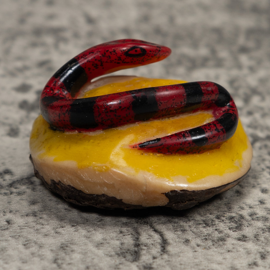 Vintage Red And Black Snake Tagua Carving