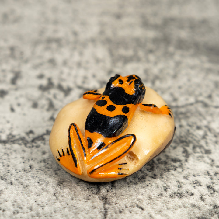 Orange And Black Poison Dart Frog Tagua Carving