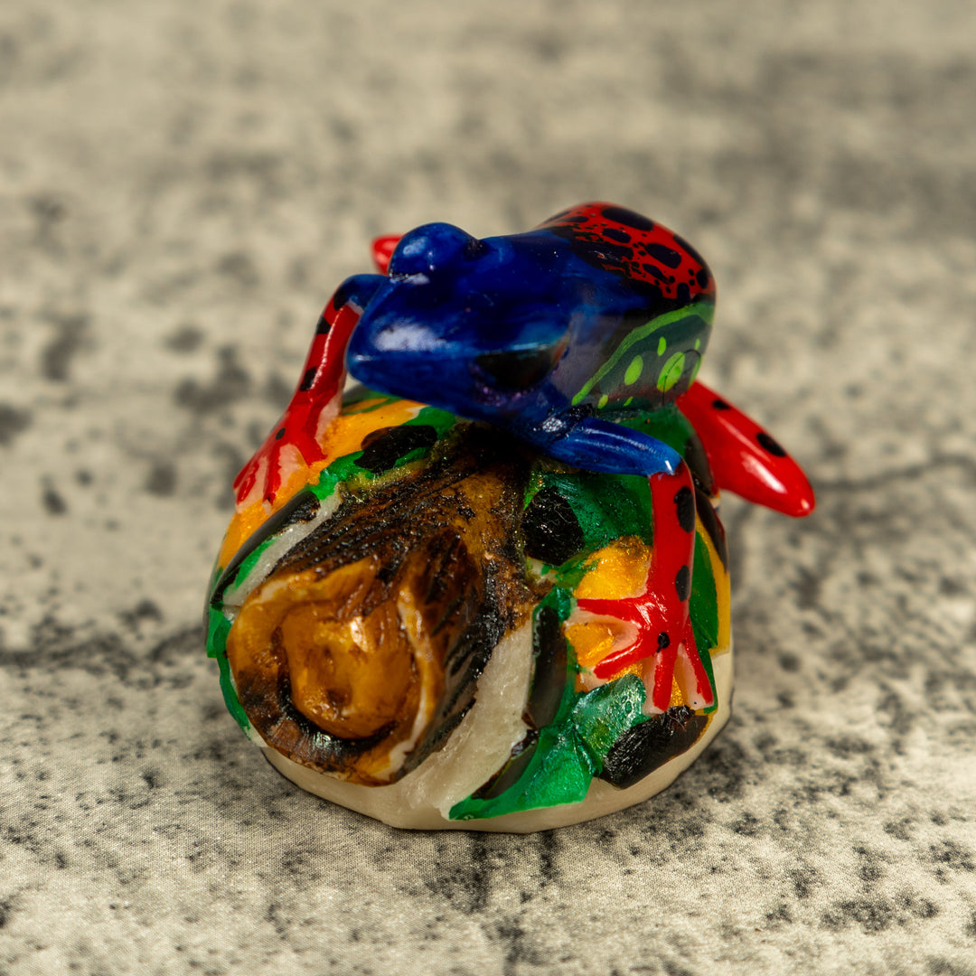 Red Blue And Green Poison Dart Frog Tagua Carving