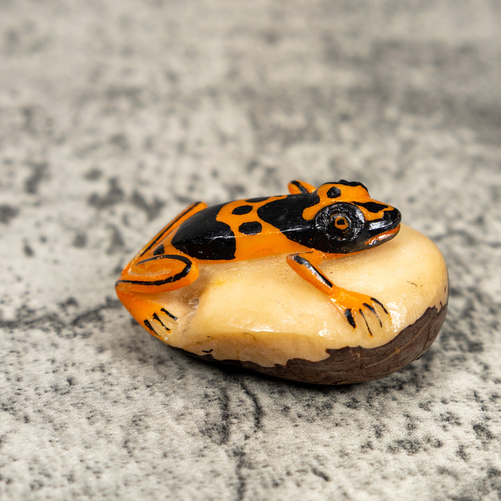 Orange And Black Poison Dart Frog Tagua Carving