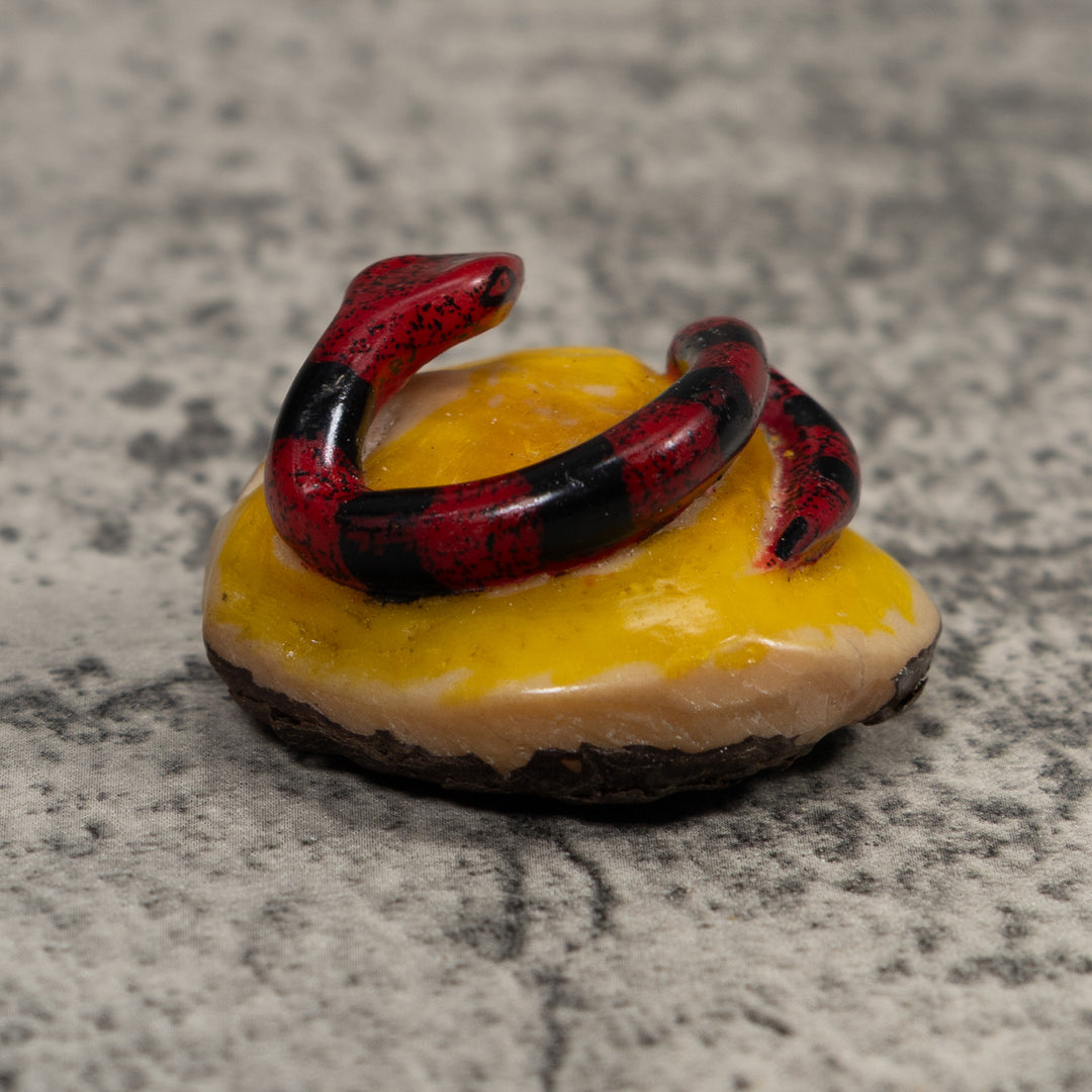Vintage Red And Black Snake Tagua Carving