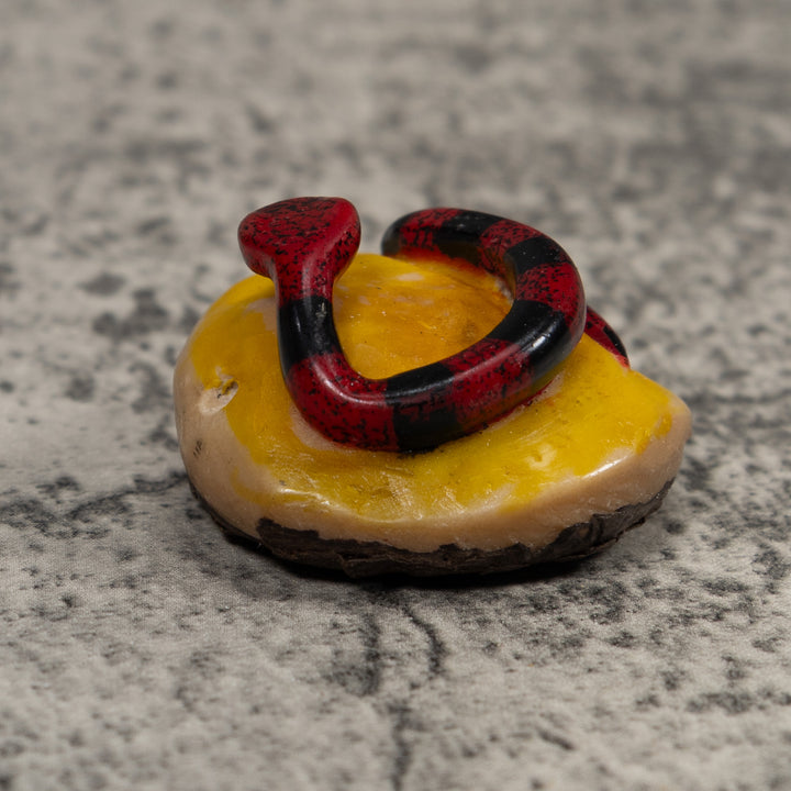 Vintage Red And Black Snake Tagua Carving