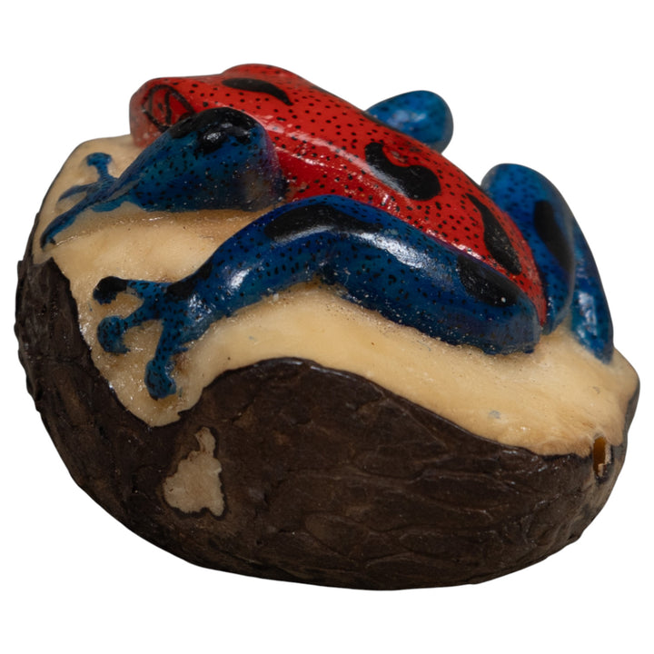 Vintage Red And Blue Poison Dart Frog Tagua Carving