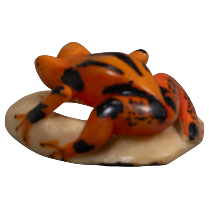 Vintage Orange And Black Poison Dart Frog Tagua Carving