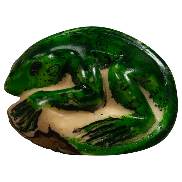 Vintage Green Gecko Tagua Carving