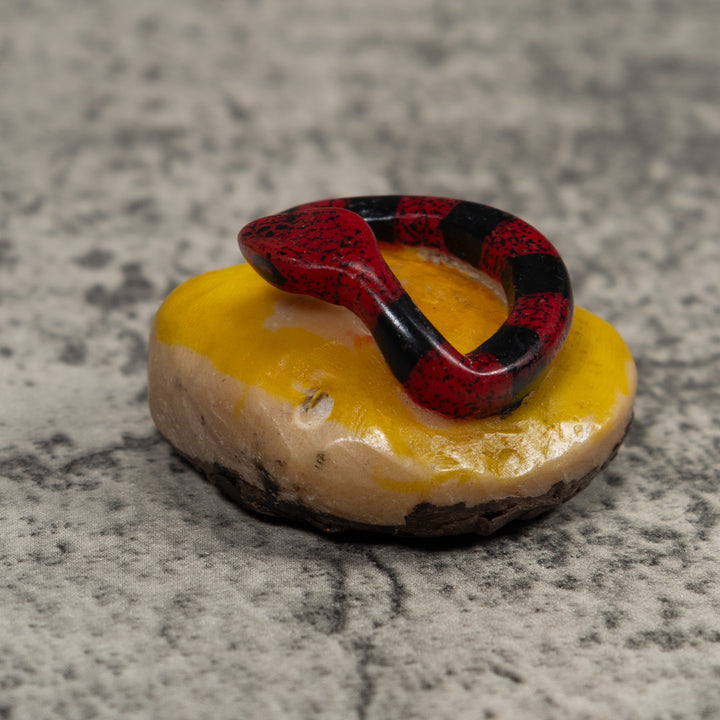 Vintage Red And Black Snake Tagua Carving