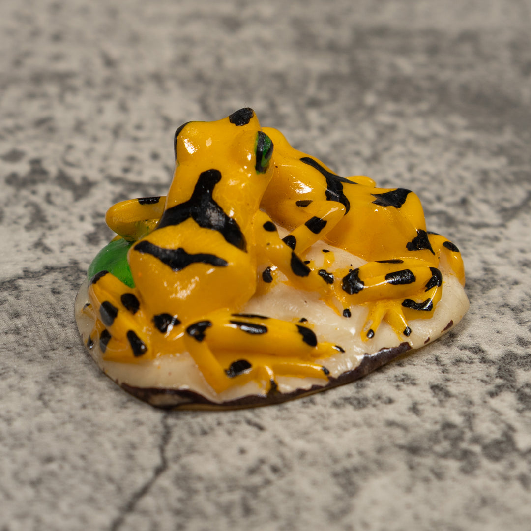 Double Golden Frog Tagua Carving