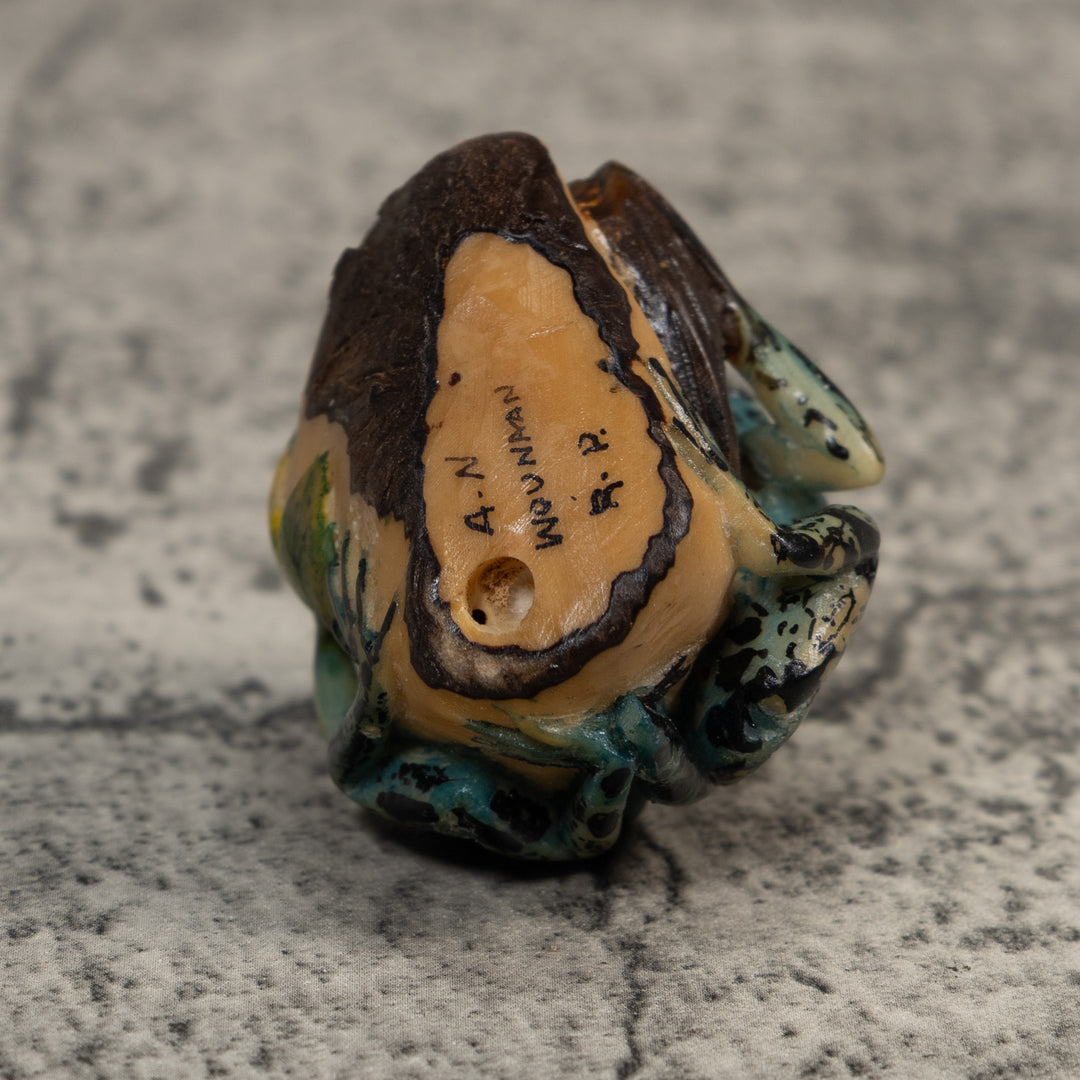 Vintage Blue And Black Double Poison Dart Frog Tagua Carving