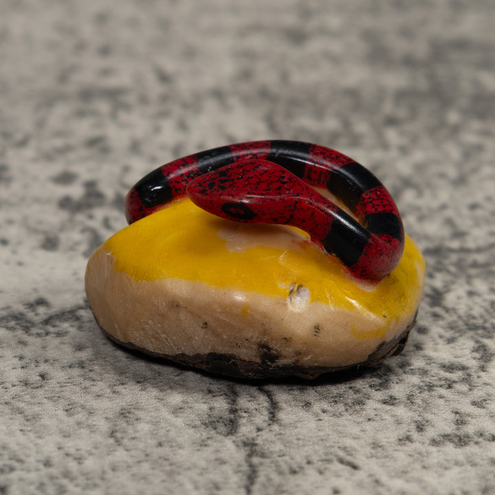 Vintage Red And Black Snake Tagua Carving