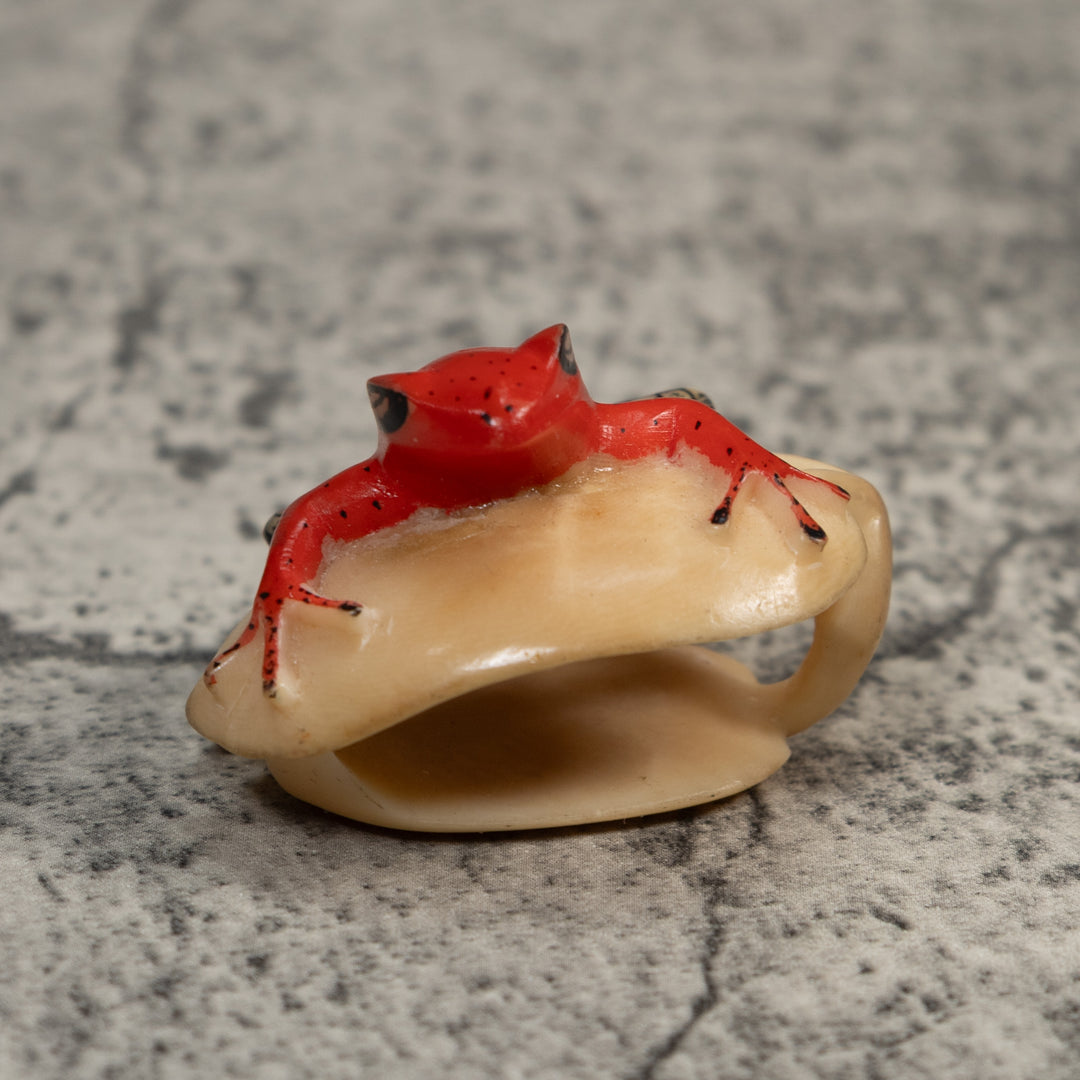 Black And Red Poison Dart Frog Tagua Carving