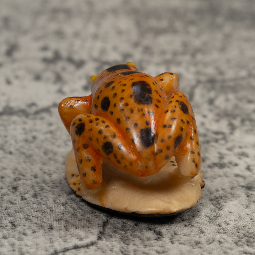 Vintage Black And Gold Frog Tagua Carving