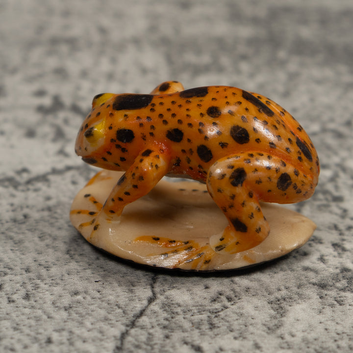 Vintage Black And Gold Frog Tagua Carving