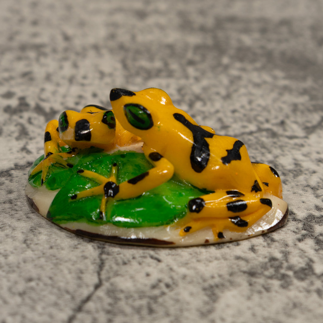 Double Golden Frog Tagua Carving